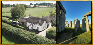 cottage and stonehenge collage