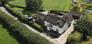 aerial photo of Well Cottage in the Dorset countryside
