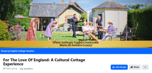 screenshot of Englich Cottage Vacation's Facebook group banner for the August 2025 newsletter - Week 3