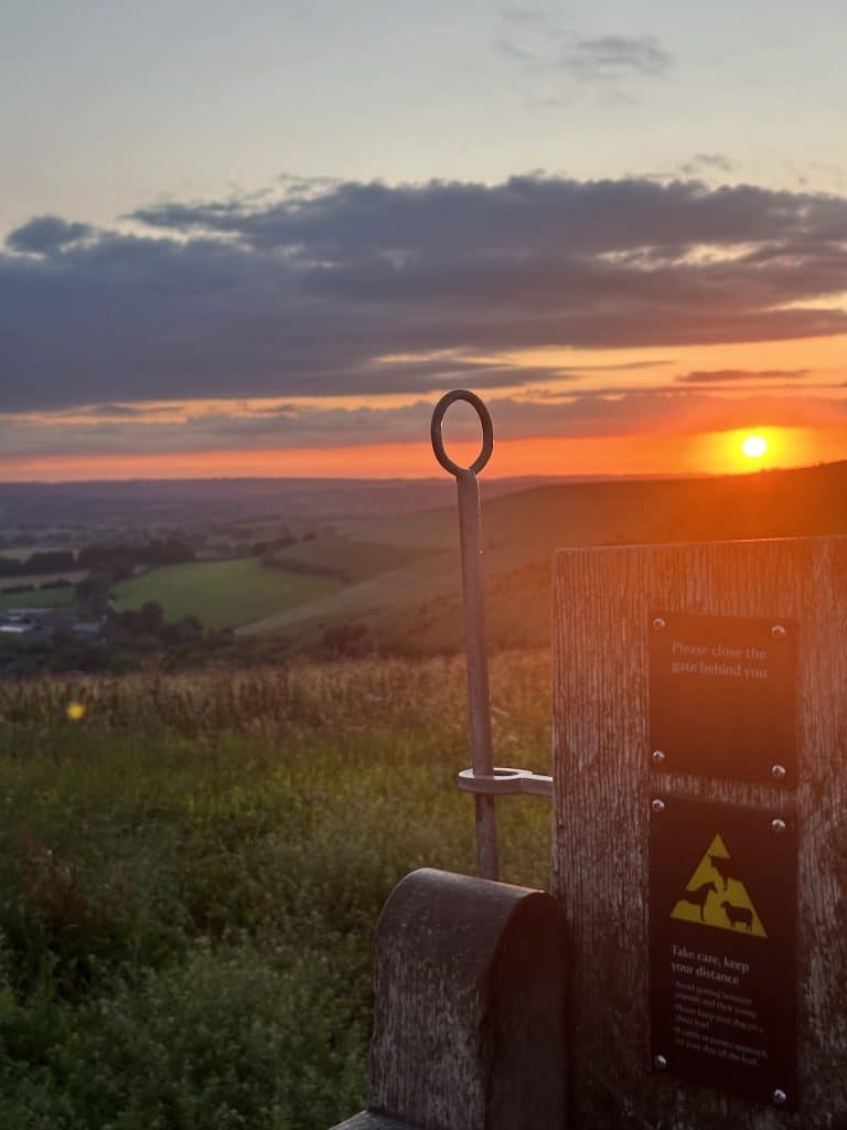 Sunset Sunsetting over the English countryside for the far as the eyes can see on the clearest evening.