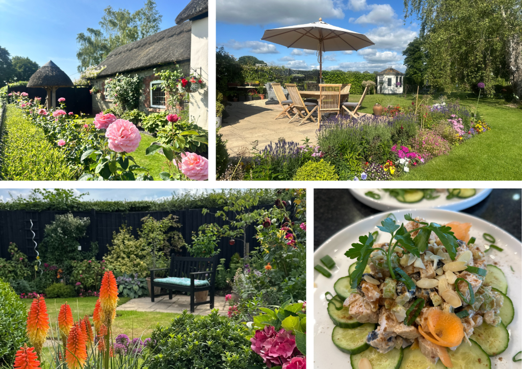 Well Cottage summer collage collage of Well Cottage gardens in summer for December 2025 newsletter