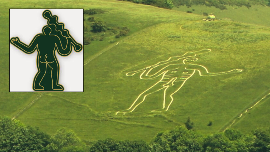 aerial photo of the Cerne Abbas Giant with National Trust badge inset aerial photo of the Cerne Abbas Giant with National Trust badge inset
