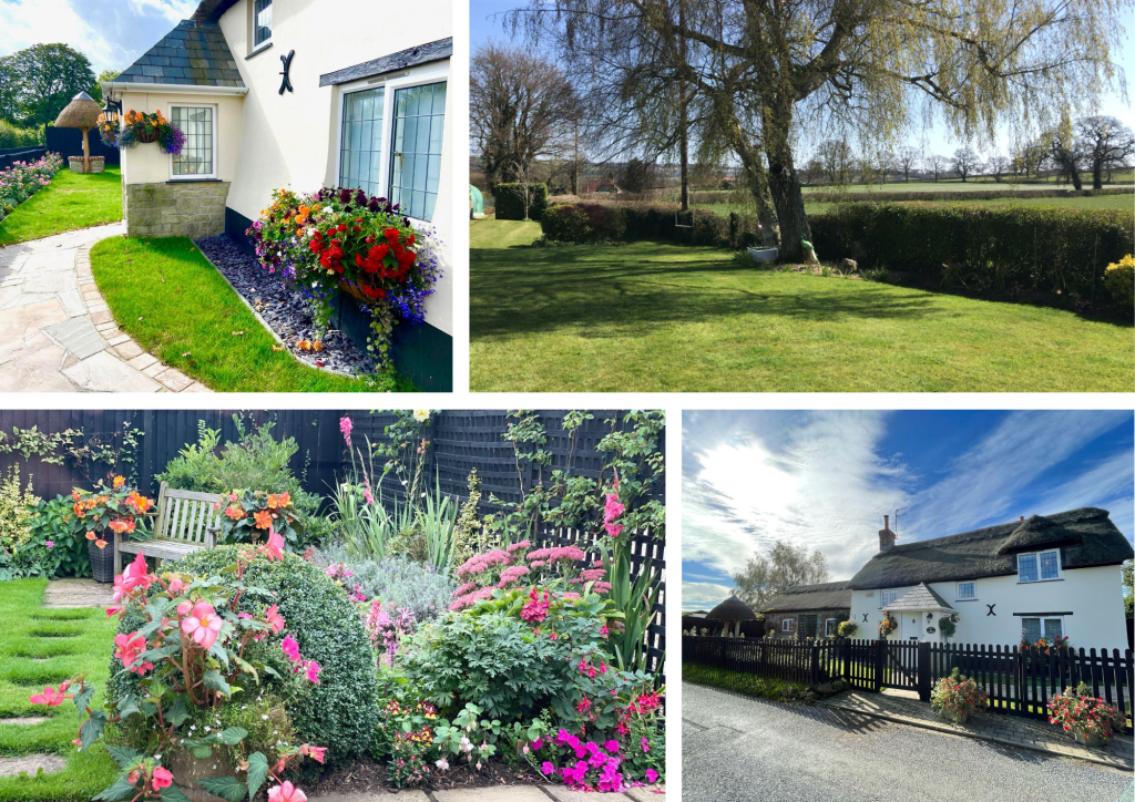 collage showing the Well Cottage gardens collage showing the Well Cottage gardens