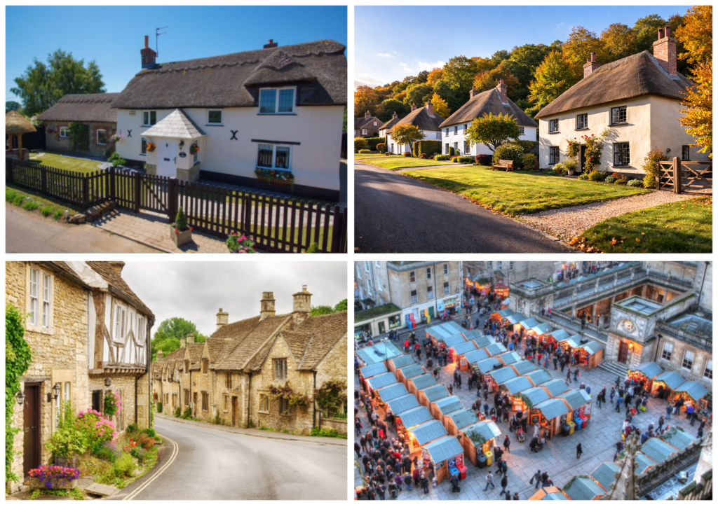 collage of seasonal scenes around Dorset