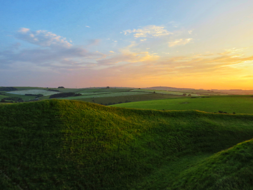 photo of sunset in the Dorset countryside