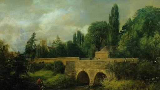 photo of John Constable Gillingham Bridge Dorset painting photo of John Constable Gillingham Bridge Dorset painting